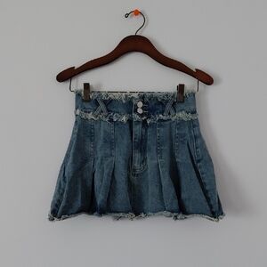Frayed Denim Mini Skirt